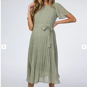PinkBlush Pleated Maternity Midi Dress